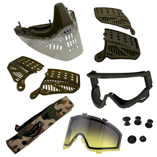 JT REVO2 - Olive/Clear Skirt/Ear/Ear + Camo Strap + Olive Thin Frame + SMoke/Yellow Lens