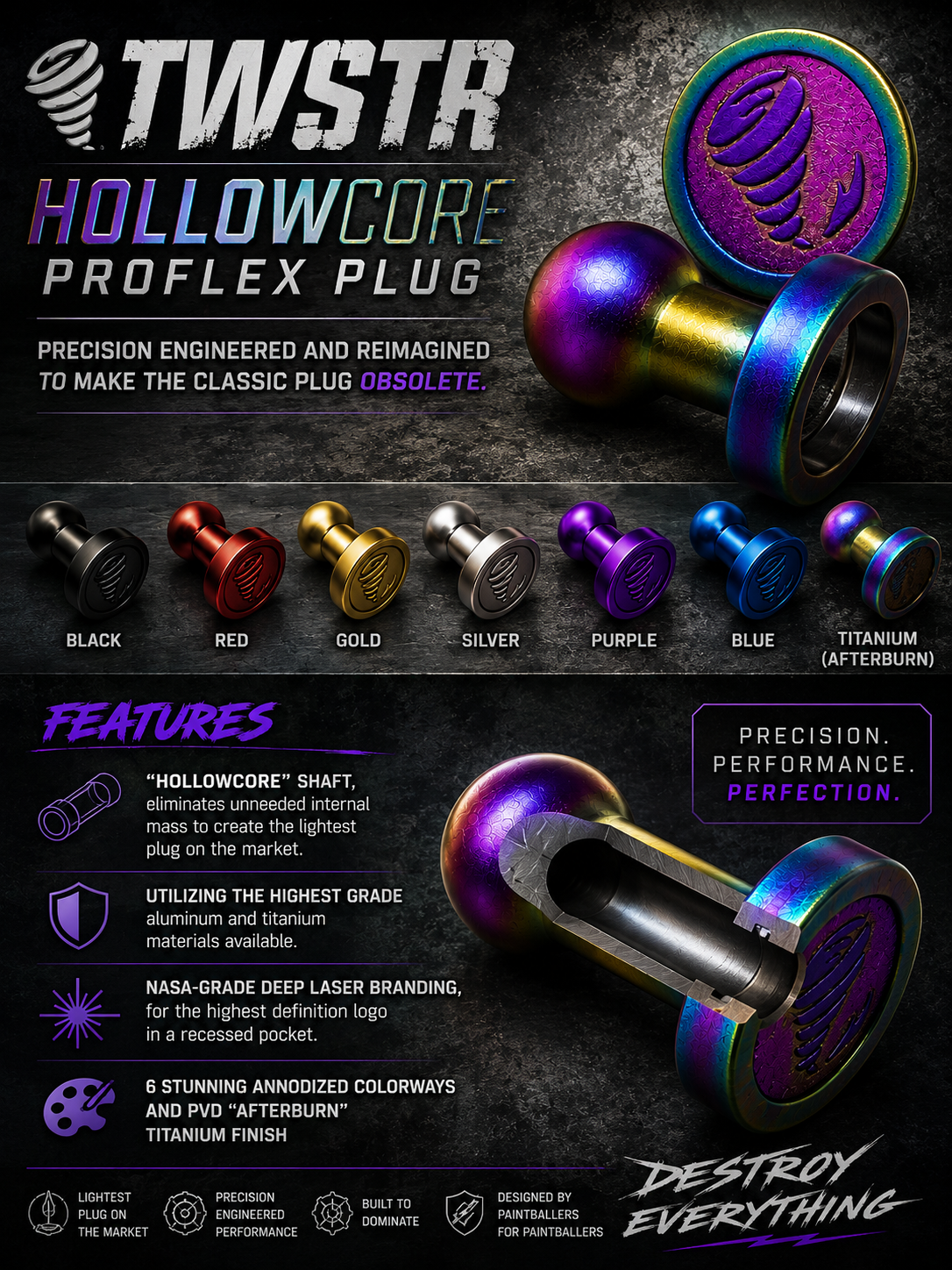 TWSTR HollowCore Plug - Black